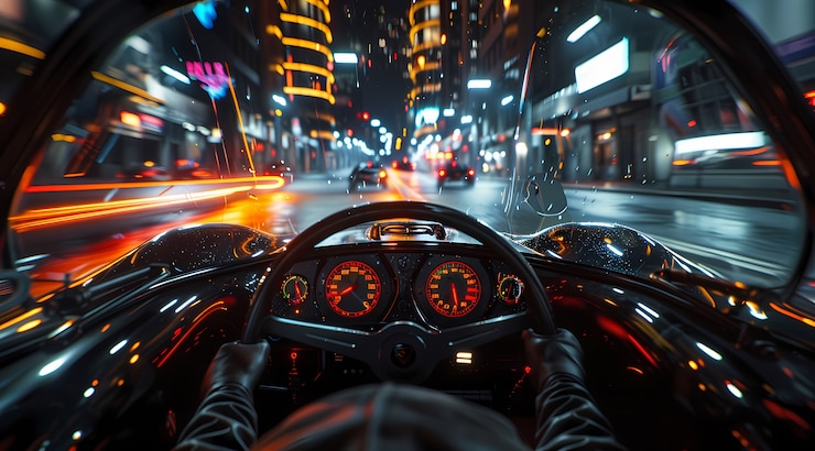 Free Photo modern car driving in the city