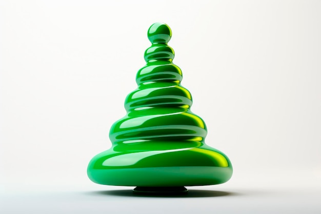 Free photo modern christmas tree in green glazed ceramic on a white background