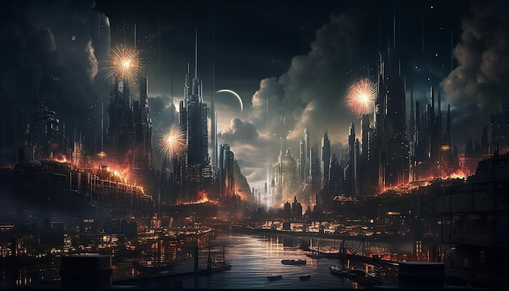 Free Photo modern city skyline illuminated at dusk with reflection generated by ai