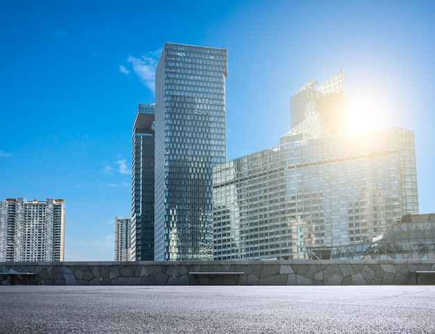 Modern city with glass skyscrapers