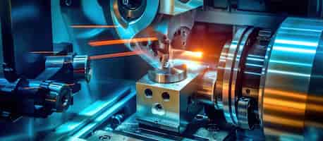 Free photo modern cnc lathes in the metalworking industry