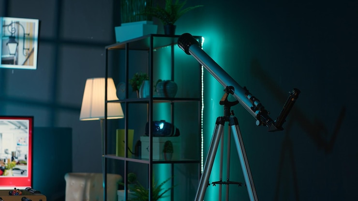 Free Photo modern comfortable loft apartment with neon lights and stylish decor