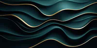 Free photo modern composition of shiny teal curves and golden accents exuding opulence