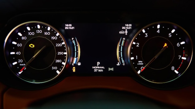 The modern dashboard. the luxury car interior