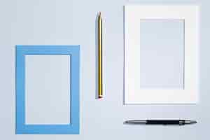 Free photo modern design of stationery items and frame