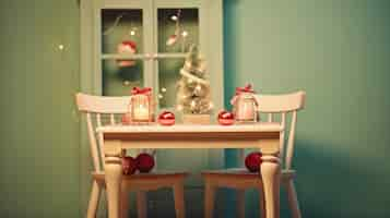 Free photo modern dinner table decorated for christmas