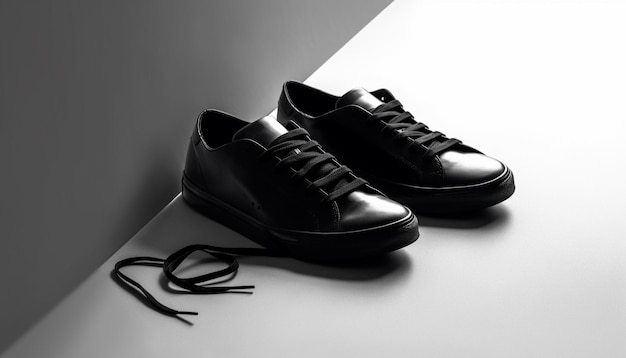 Free photo modern elegance black leather sports shoes shine generated by ai