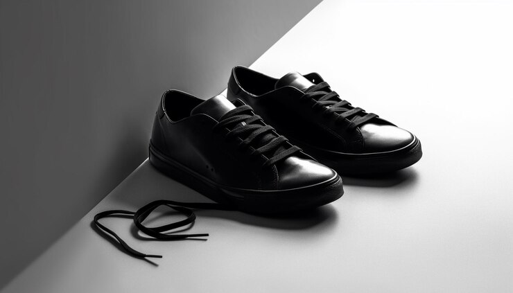 Free Photo modern elegance black leather sports shoes shine generated by ai