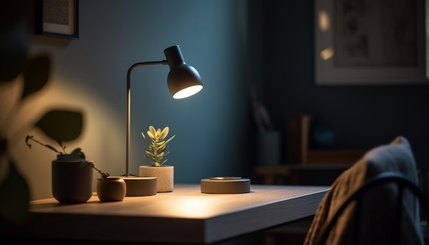 L'eleganza moderna illumina il confortevole design dell'arredamento del soggiorno generato da ai