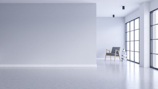 Modern Empty Living Room Interior White Wall And Concrete