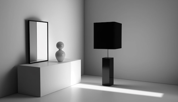 Бесплатное фото Современная пустая комната с чистым дизайном и декоративным генеративным искусственным интеллектом