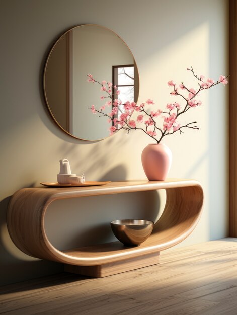 modern entryway with furniture and home decor