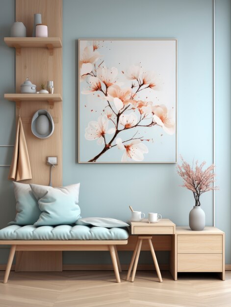 modern entryway with furniture and home decor