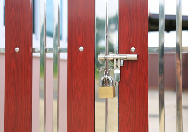 Modern fence door with handle and key lock