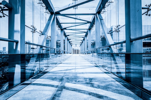 Free photo modern glass bridge