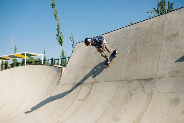 Modern guy skating fast