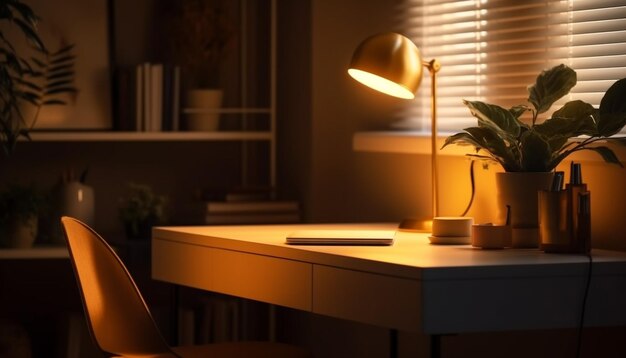 Современный домашний интерьер с ярким световым оборудованием, созданным искусственным интеллектом