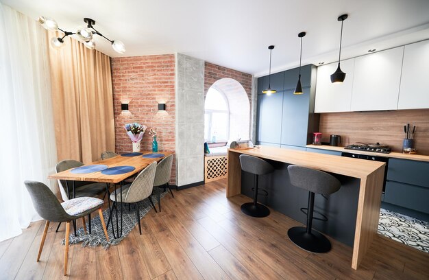 Free photo modern interior beautiful kitchen studio