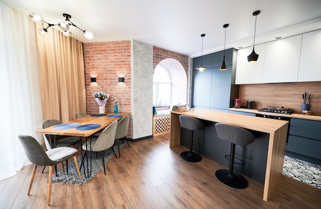 Modern interior beautiful kitchen studio