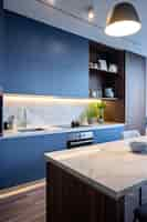 Free photo modern kitchen with contemporary interior decor and furnishings