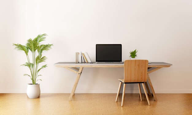 Modern Living Room With Empty Laptop Computer Screen Book Little