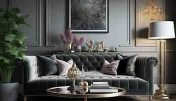 Foto gratuita soggiorno moderno e lussuoso con un design elegante ai generativo