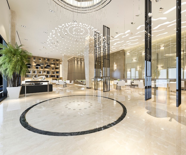 Modern luxury hotel and office reception and loungehall