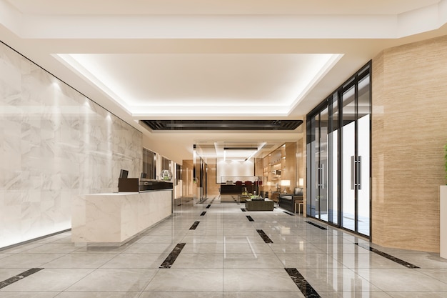 Free Photo modern luxury hotel and office reception and lounge with meeting room