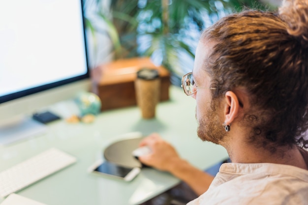 Modern man at desk