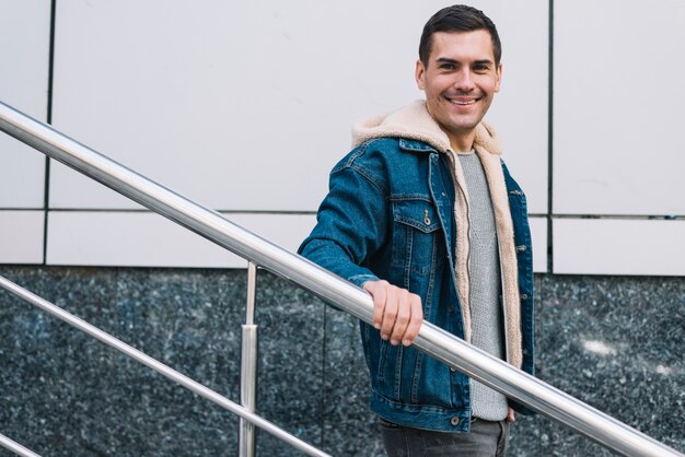 Modern man on stairs