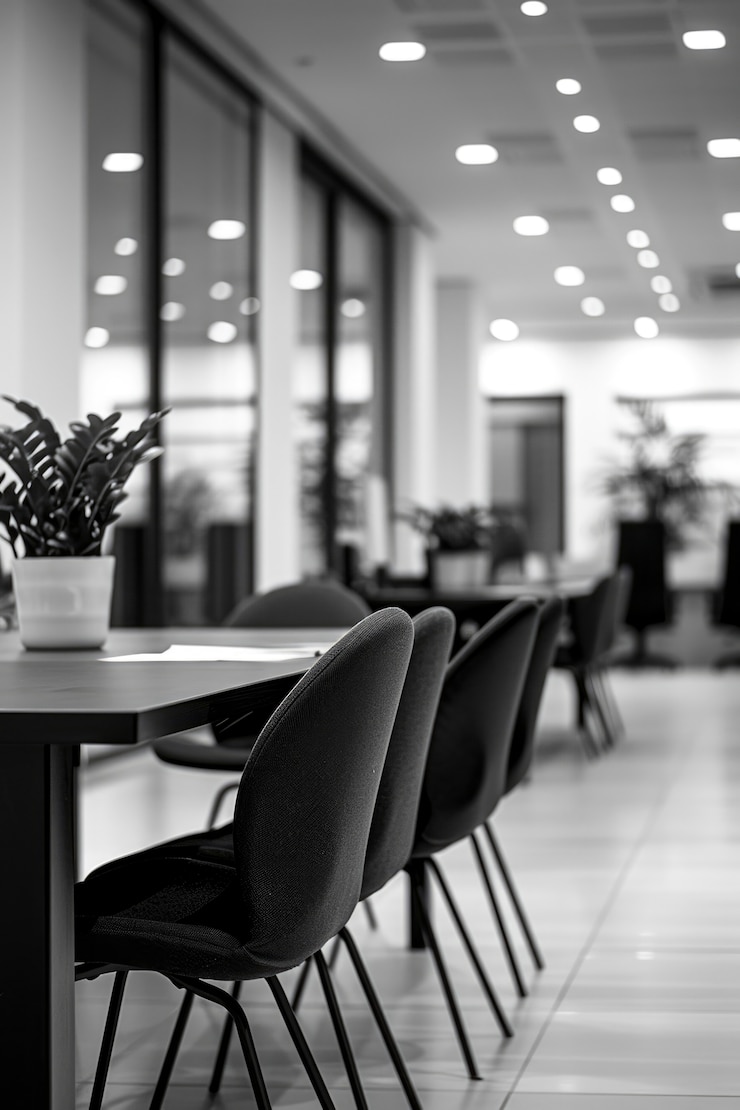Free Photo modern and minimalist office in black and white