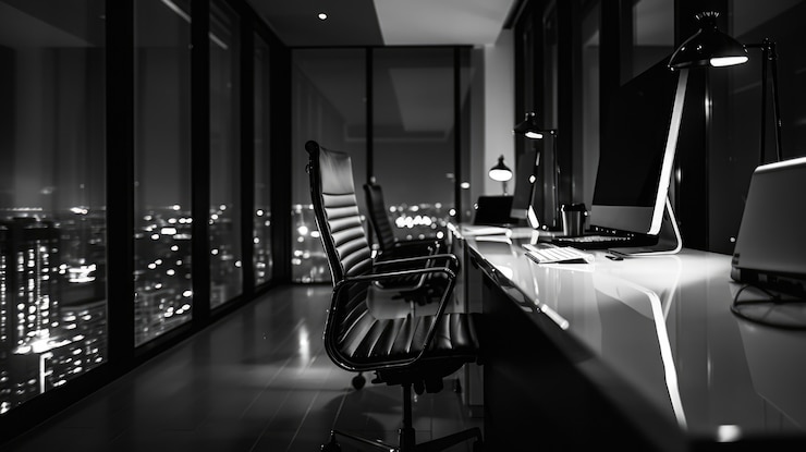 Free Photo modern and minimalist office in black and white