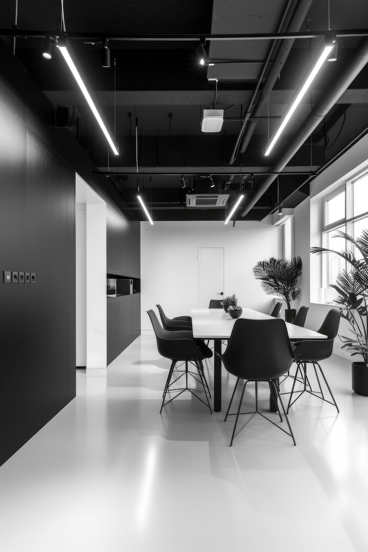Free Photo modern and minimalist office in black and white