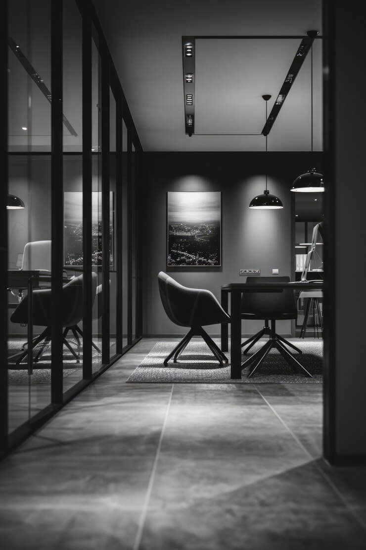 Free Photo modern and minimalist office in black and white