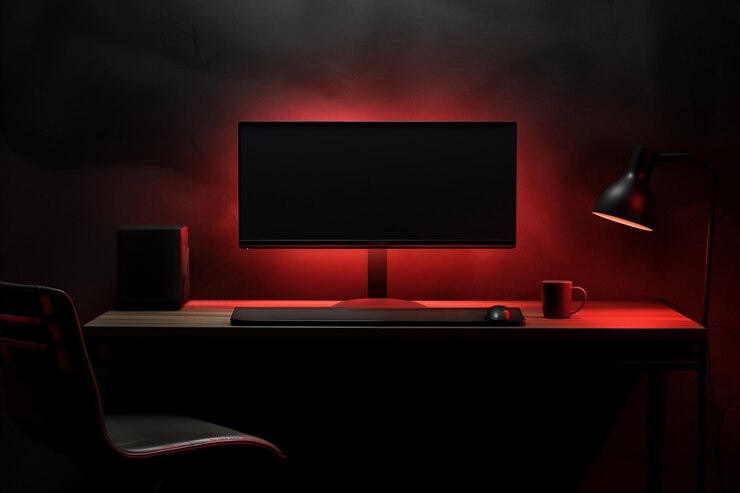 Free Photo modern monitor on elegant table