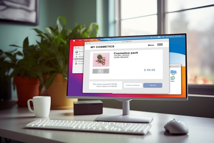 Free Photo modern monitor on elegant table