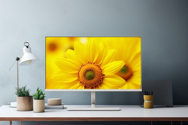 Foto gratuita monitor moderno sul tavolo elegante