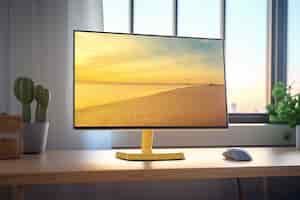 Free photo modern monitor on elegant table