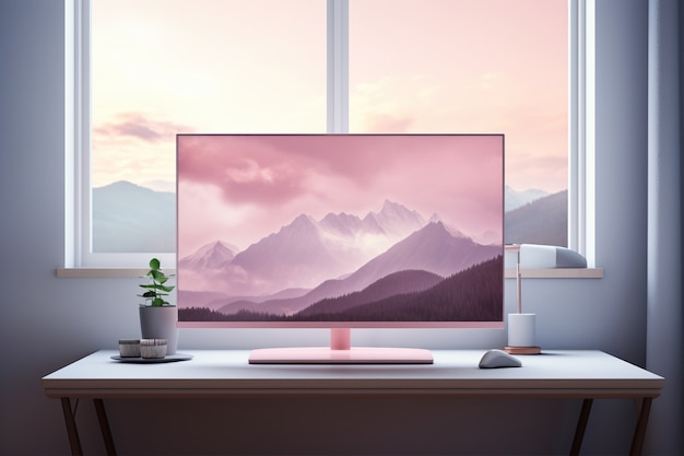 Modern monitor on elegant table