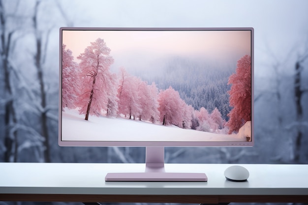 Foto gratuita monitor moderno sul tavolo elegante