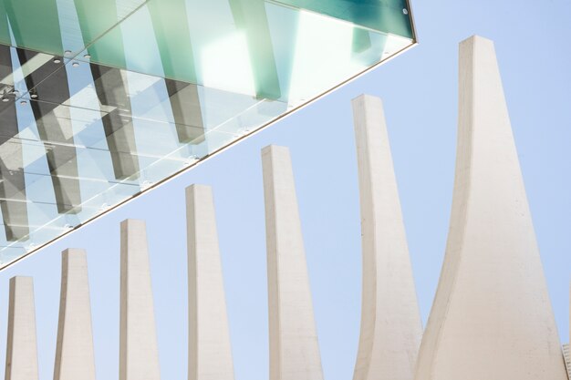 Modern office building against blue sky