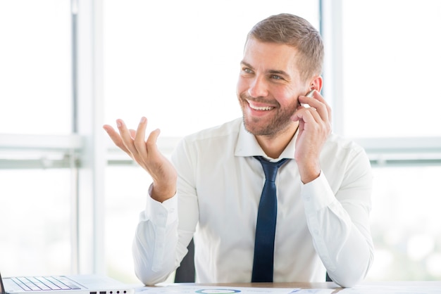 Modern office composition with businessman