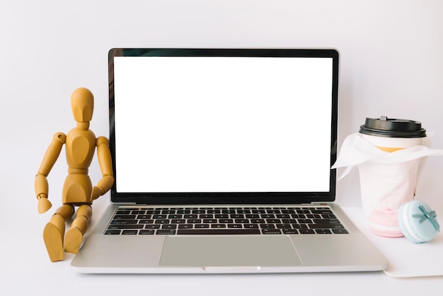 Modern office desk composition with technological device