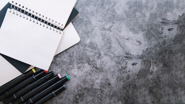 Modern office desk composition with technological device