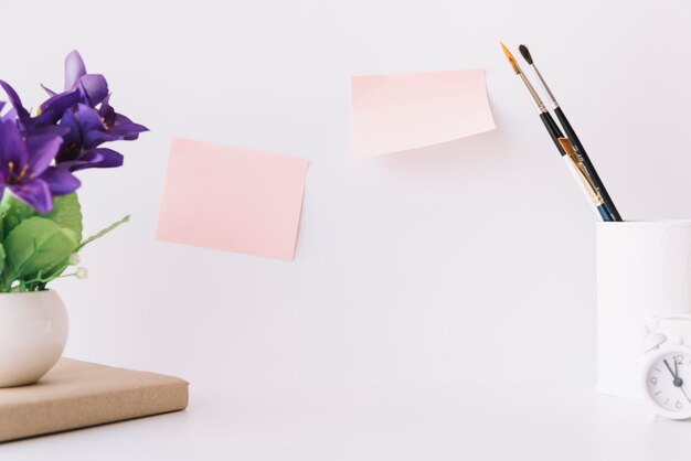 Modern office desk composition with technological device