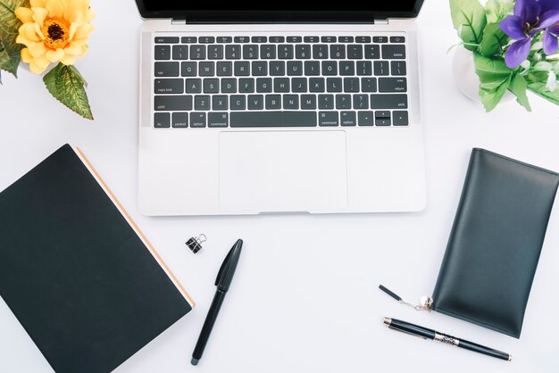 Modern office desk composition