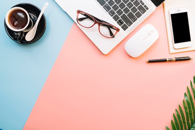 Modern office desk composition