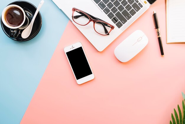 Modern office desk composition