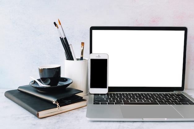 Modern office desk composition