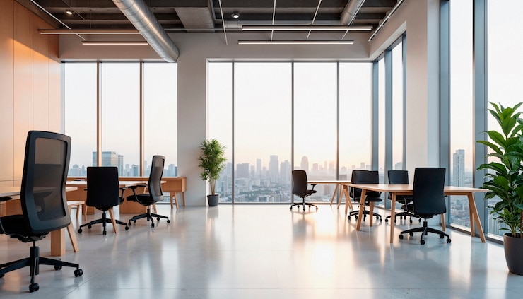 Free Photo modern office space with city view